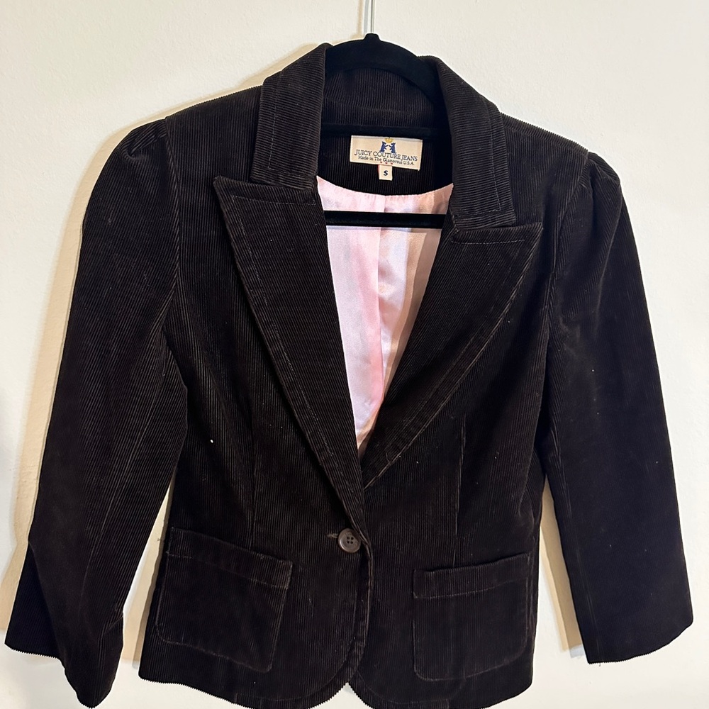 Vintage Juicy Couture Corduroy Blazer With Pink Lining
